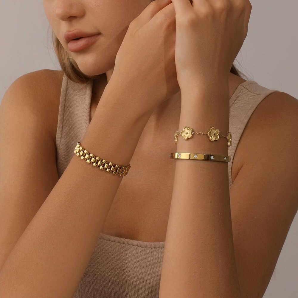 Stackable Four Leaf Clover Bracelets For Women, 1… - image 3